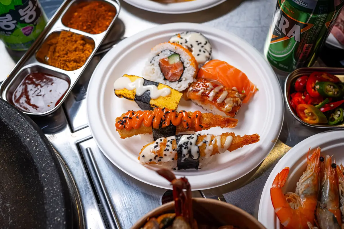 Premium Dinner BBQ with fresh sushi selection at Paroro Melbourne CBD